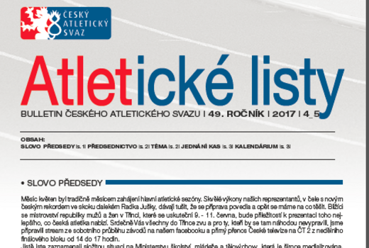 Vyšly květnové Atletické listy